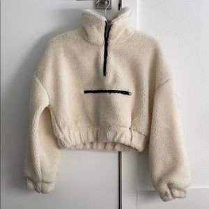 cropped half zip pullover